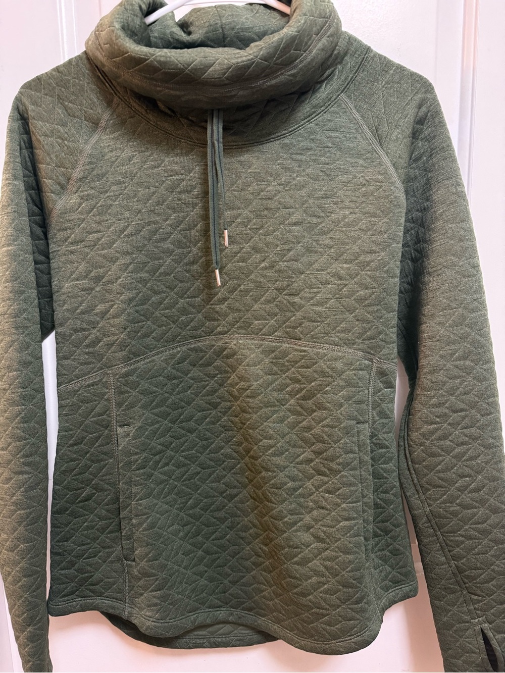 Marmot “Annie” Quilted Cowl Neck Pullover - Olive
